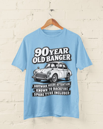 90 Year Old Banger T-Shirt - Funny 90th Birthday Classic Car Gift