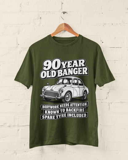 90 Year Old Banger T-Shirt - Funny 90th Birthday Classic Car Gift