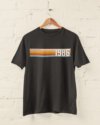 Established 1986 T-Shirt, 40th Birthday 2026 Retro Stripe Gift