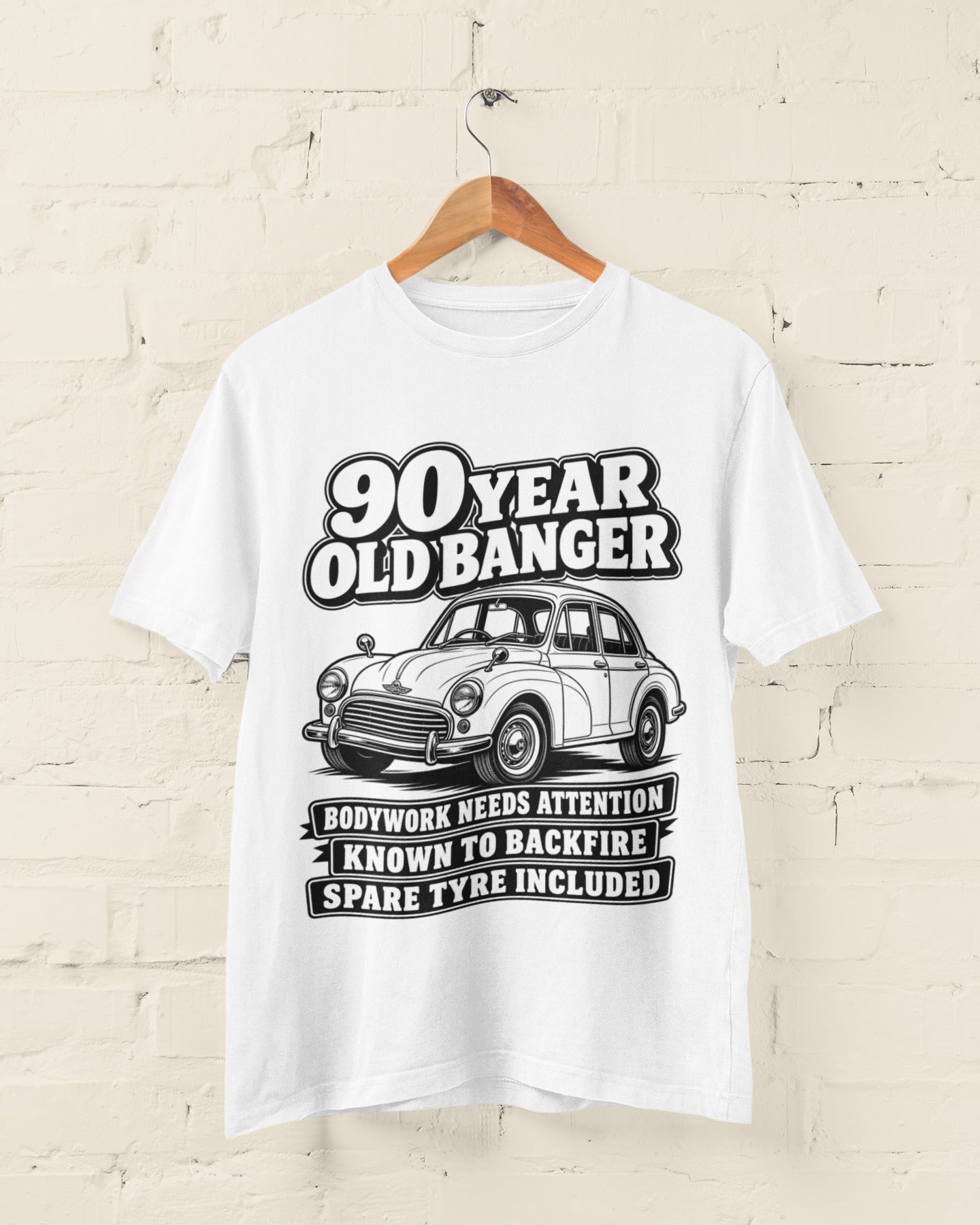 90 Year Old Banger T-Shirt - Funny 90th Birthday Classic Car Gift