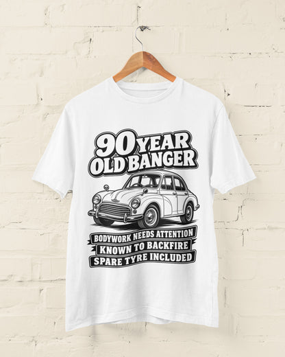 90 Year Old Banger T-Shirt - Funny 90th Birthday Classic Car Gift