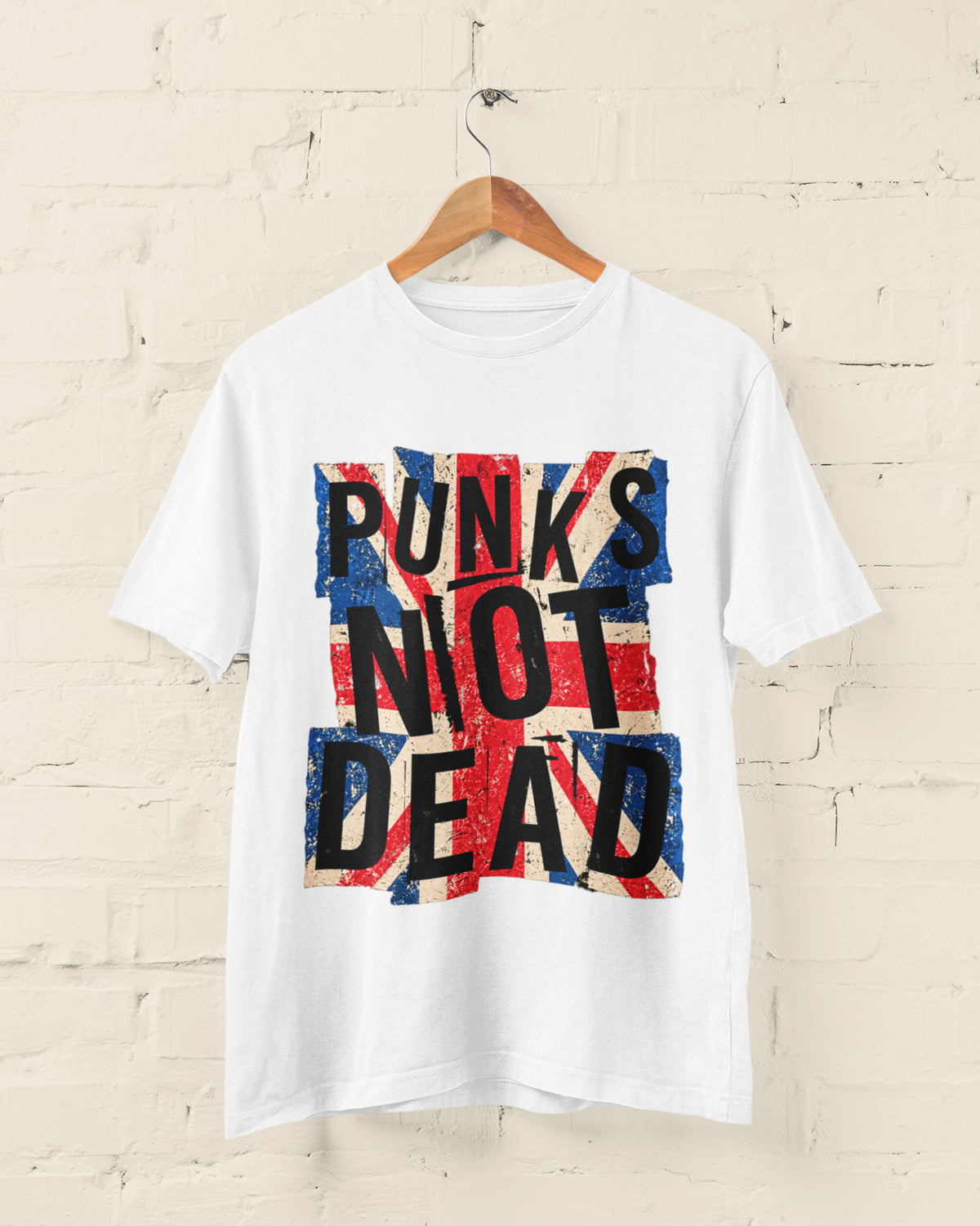Punks Not Dead T-Shirt - Distressed Union Jack Punk Rock Tee