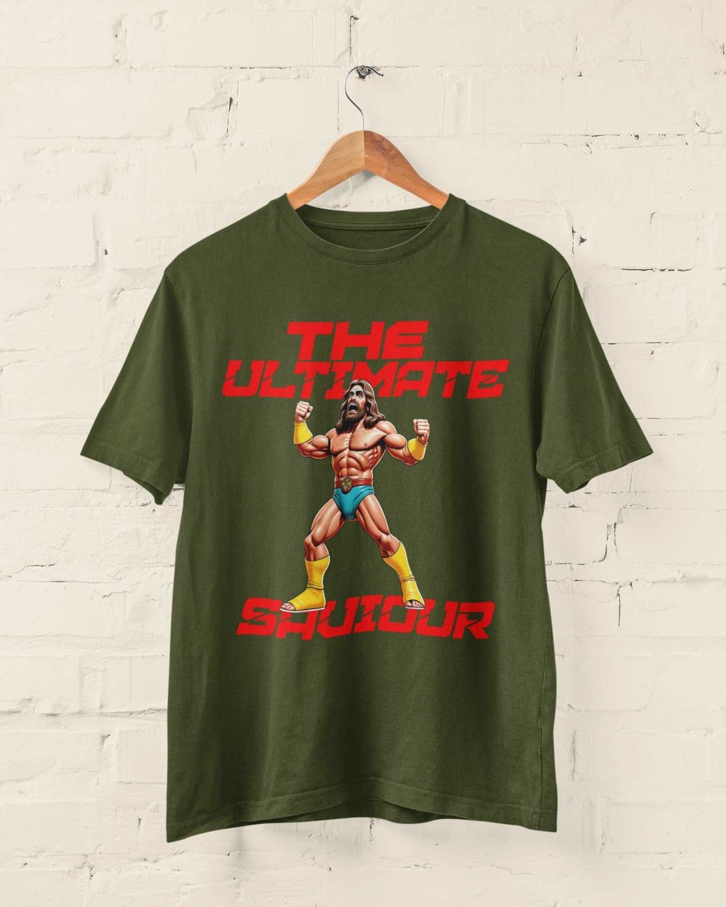 The Ultimate Saviour T-Shirt – Funny Retro Christian Wrestling Parody Galaxy Tees