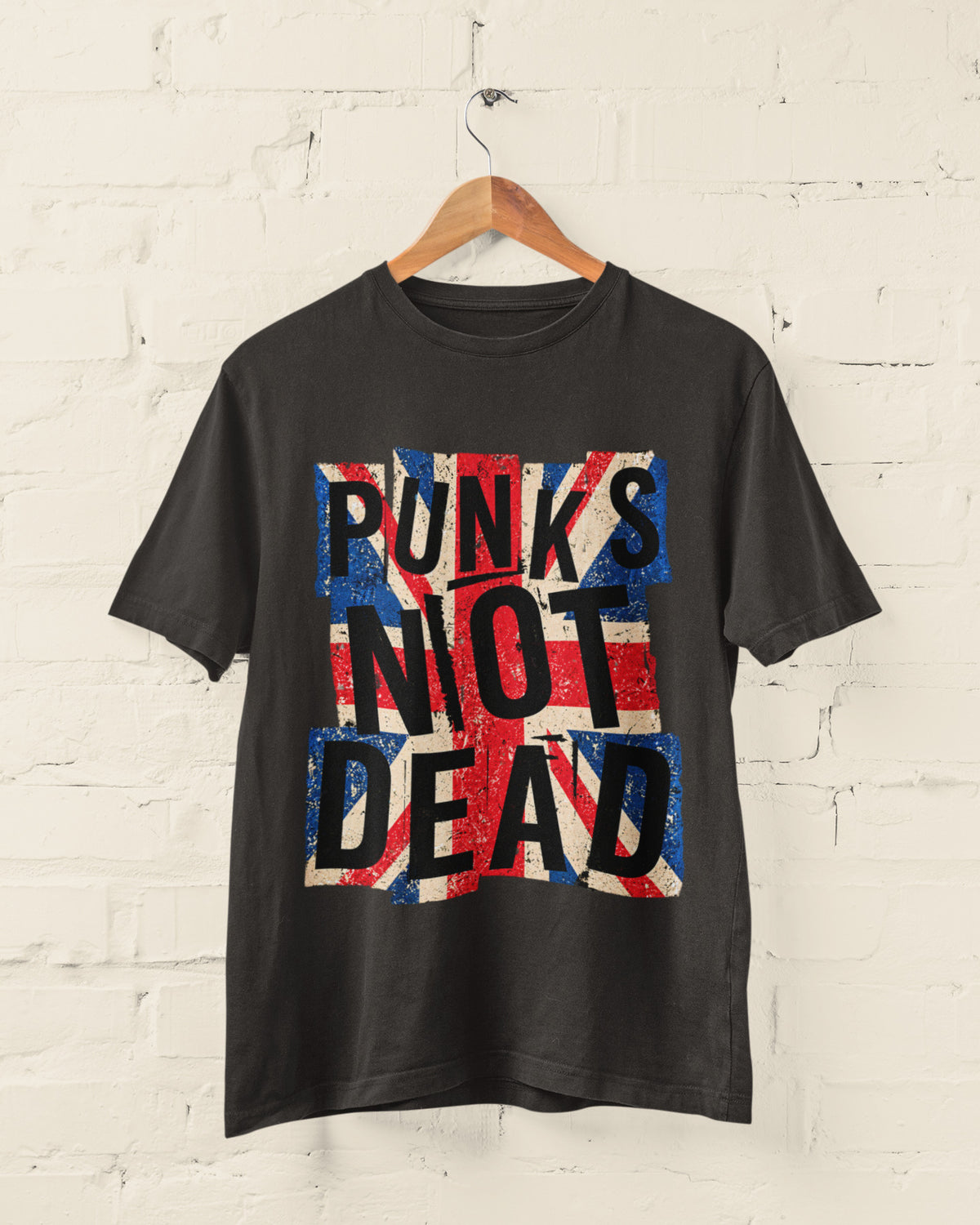 Punks Not Dead T-Shirt - Distressed Union Jack Punk Rock Tee