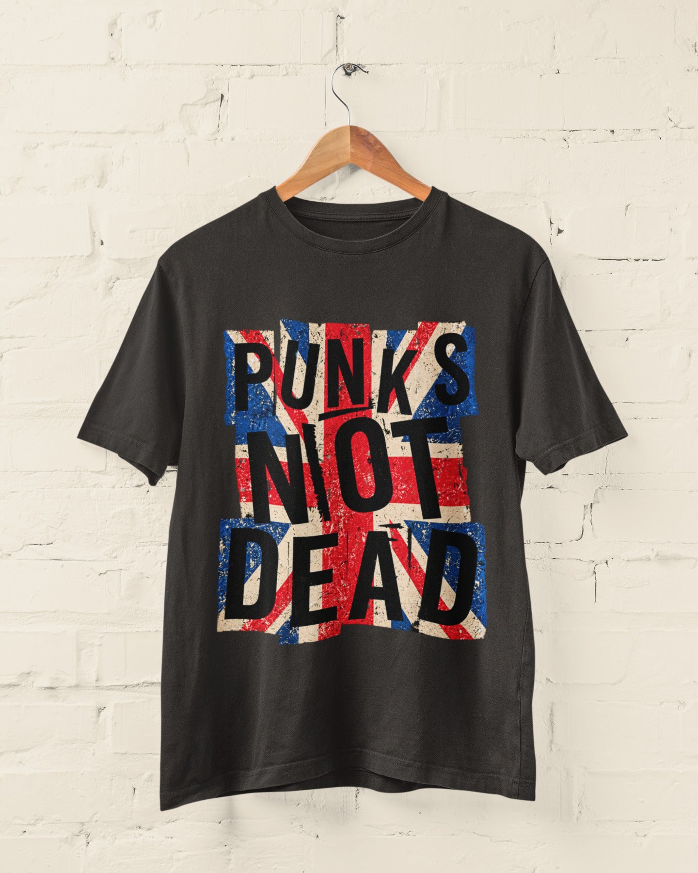 Punks Not Dead T-Shirt - Distressed Union Jack Punk Rock Tee