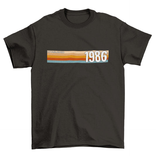 Established 1986 T-Shirt, 40th Birthday 2026 Retro Stripe Gift