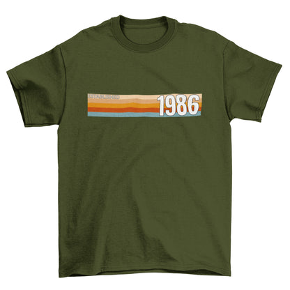 Established 1986 T-Shirt, 40th Birthday 2026 Retro Stripe Gift