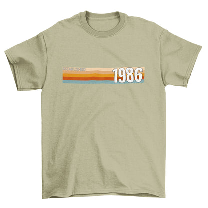 Established 1986 T-Shirt, 40th Birthday 2026 Retro Stripe Gift
