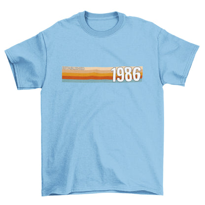 Established 1986 T-Shirt, 40th Birthday 2026 Retro Stripe Gift