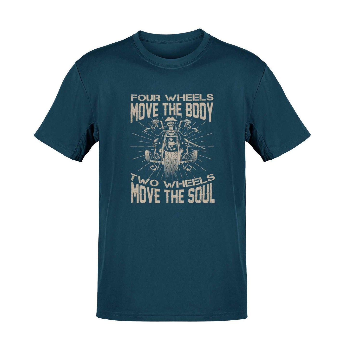 Motorcyclist Biker T-Shirt Four Wheels Move The Body 2 Wheels Move The Soul T-Shirt Gift