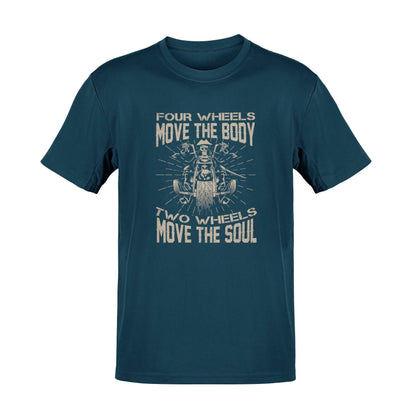 Motorcyclist Biker T-Shirt Four Wheels Move The Body 2 Wheels Move The Soul T-Shirt Gift