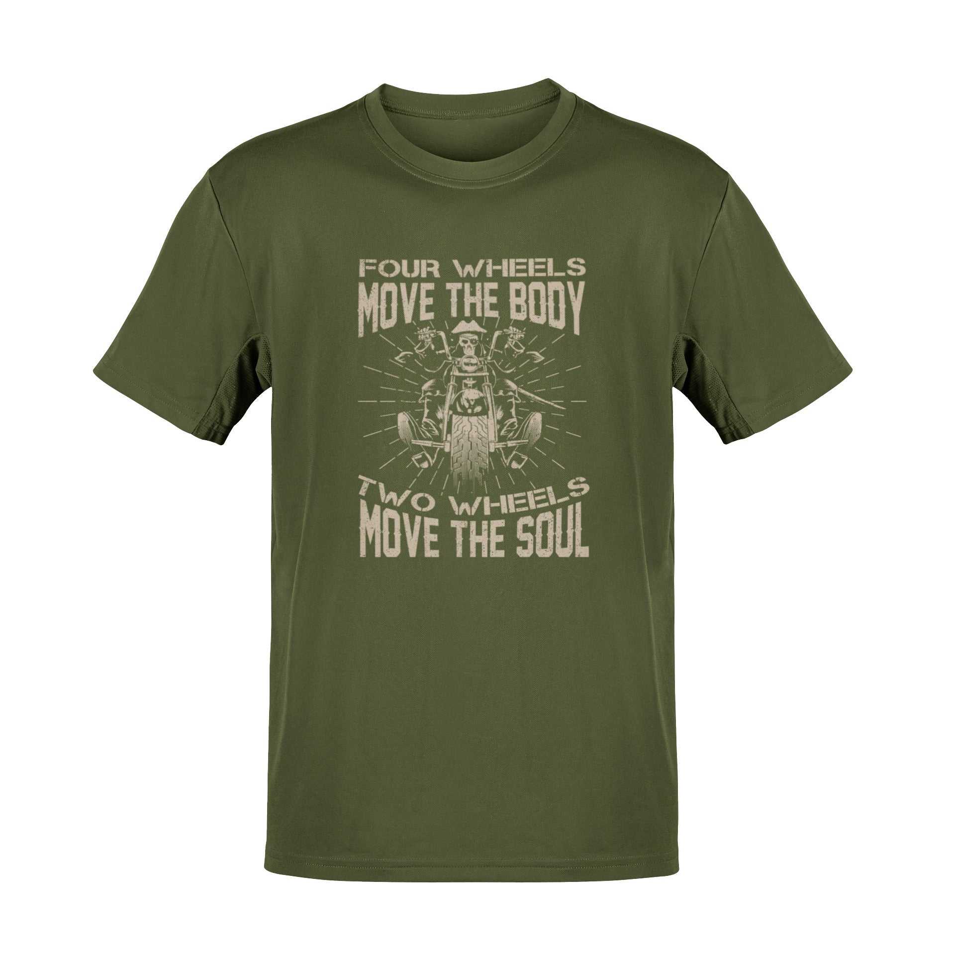 Motorcyclist Biker T-Shirt Four Wheels Move The Body 2 Wheels Move The Soul T-Shirt Gift