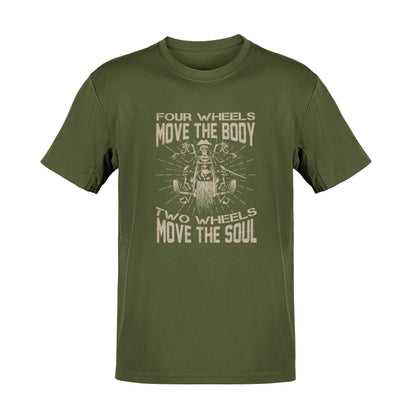 Motorcyclist Biker T-Shirt Four Wheels Move The Body 2 Wheels Move The Soul T-Shirt Gift