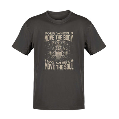 Motorcyclist Biker T-Shirt Four Wheels Move The Body 2 Wheels Move The Soul T-Shirt Gift