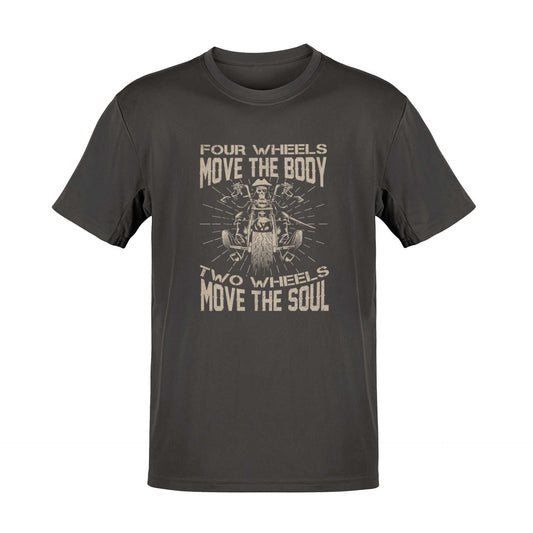 Motorcyclist Biker T-Shirt Four Wheels Move The Body 2 Wheels Move The Soul T-Shirt Gift