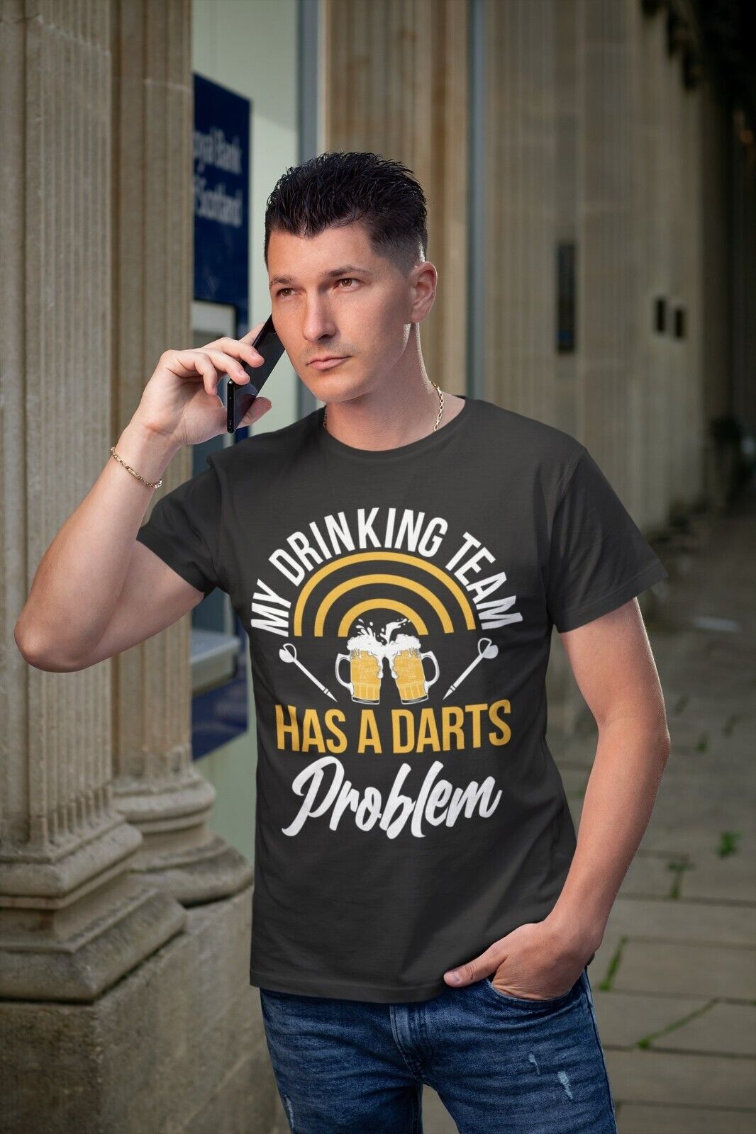 My Drinking Team Has A Darts Problem Funny T-Shirt Dad Player Oche 180 Arrows T-Shirt Gift