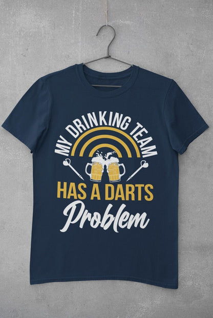 My Drinking Team Has A Darts Problem Funny T-Shirt Dad Player Oche 180 Arrows T-Shirt Gift