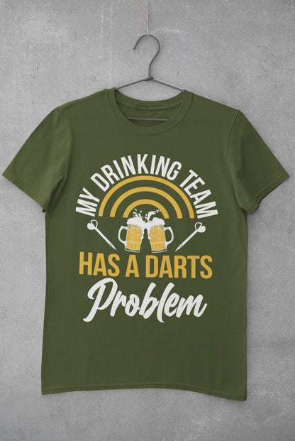 My Drinking Team Has A Darts Problem Funny T-Shirt Dad Player Oche 180 Arrows T-Shirt Gift