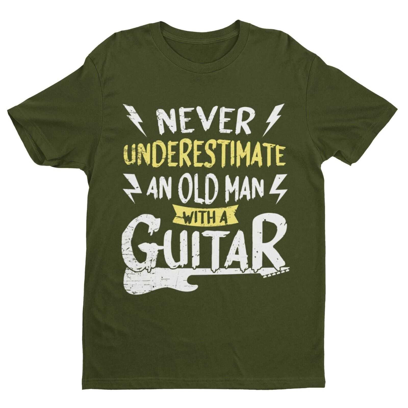 Never Underestimate An Old Man With A Guitar Funny T-Shirt Dad Grandad Gift T-Shirt