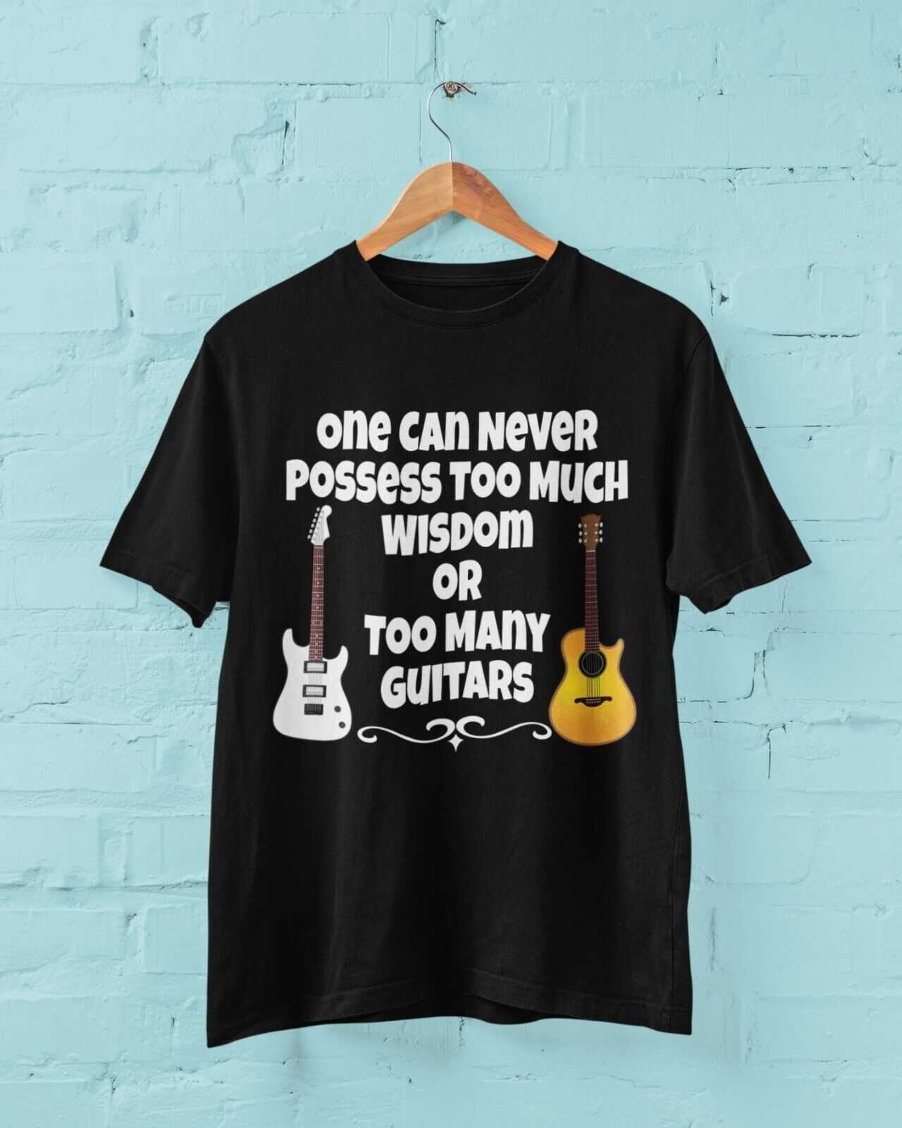 One Can Never Possess Too Much Wisdom Or Too Many Guitars Funny T-Shirt Musician T-Shirt