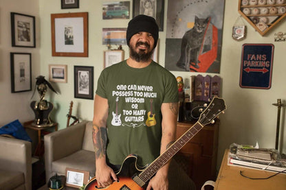 One Can Never Possess Too Much Wisdom Or Too Many Guitars Funny T-Shirt Musician T-Shirt