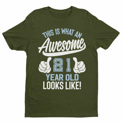 Personalised 21st Birthday T-Shirt This Is What an Awesome 21 With NAME ON BACK Gift