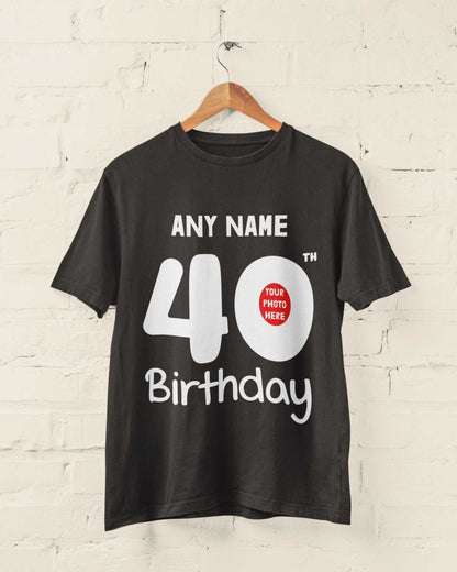 Personalised 40th Birthday T-Shirt Custom Name & Photo Gift For Party T-Shirt