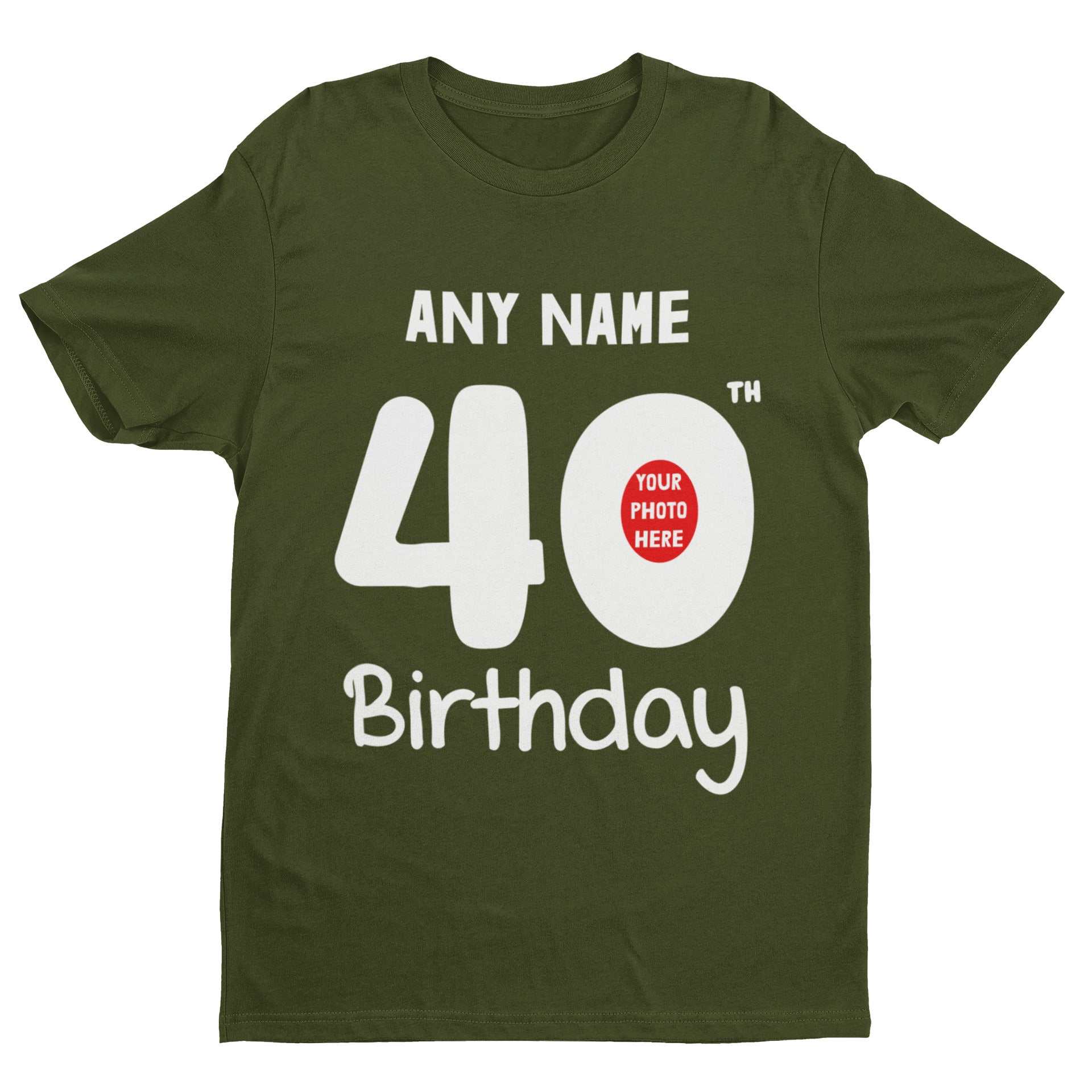 Personalised 40th Birthday T-Shirt Custom Name & Photo Gift For Party T-Shirt