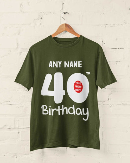 Personalised 40th Birthday T-Shirt Custom Name & Photo Gift For Party T-Shirt