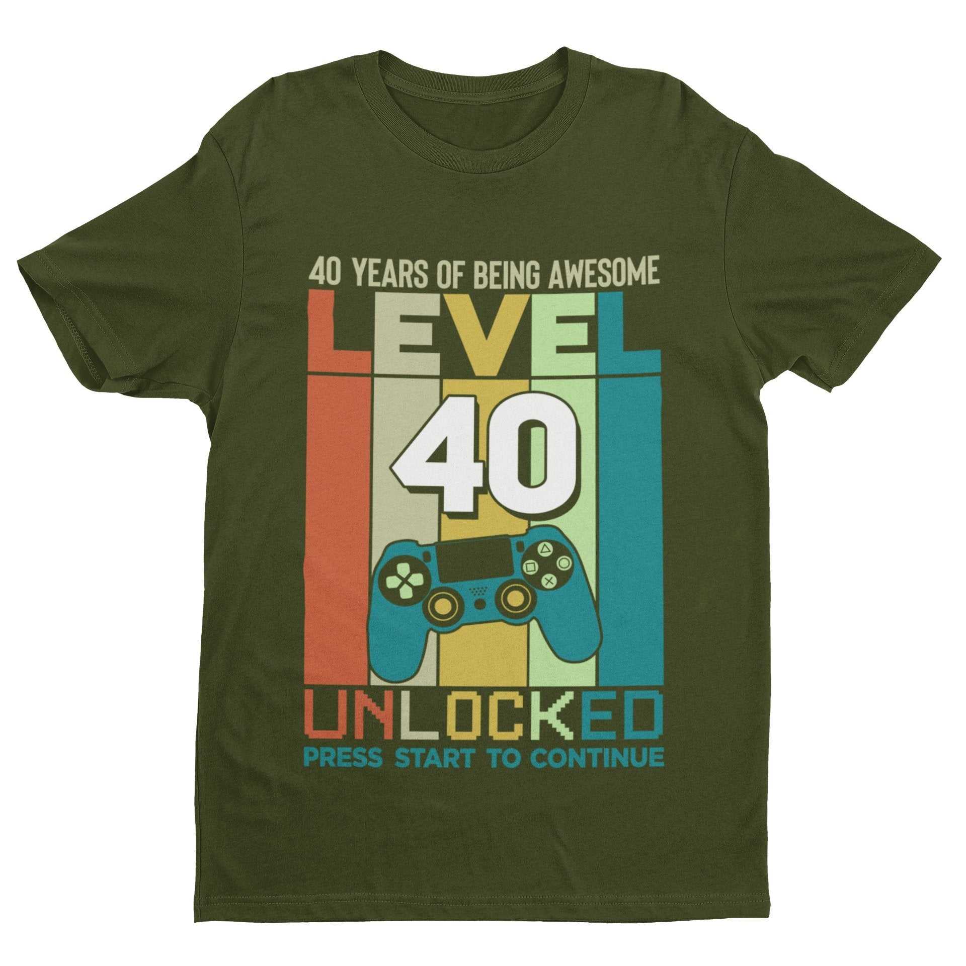 Personalised 40th Birthday T-Shirt LEVEL 40 COMPLETE Name On Back Gaming Gift T-Shirt