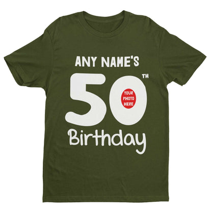 Personalised 50th Birthday T-Shirt - Custom Name & Photo Gift For Fiftieth T-Shirt