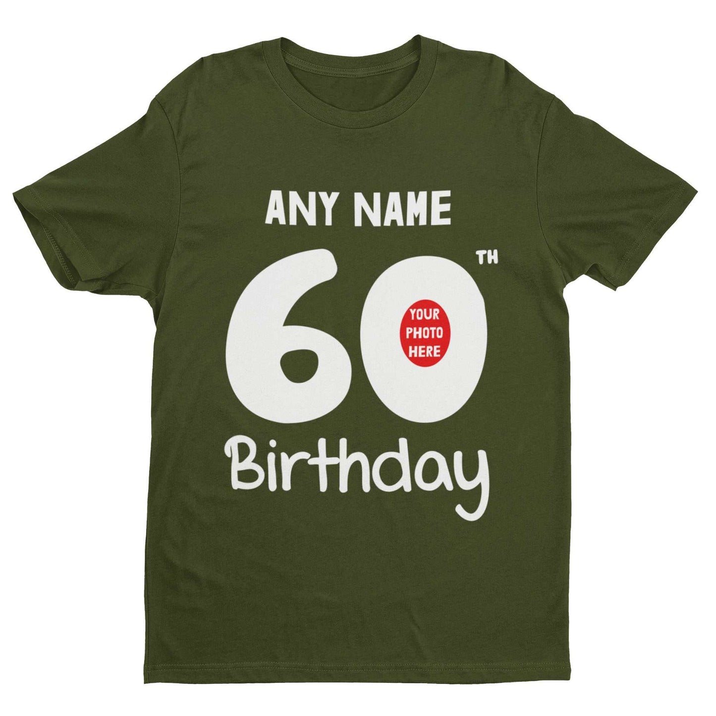 Personalised 60th Birthday T-Shirt Custom Name & Photo Gift For Party T-Shirt