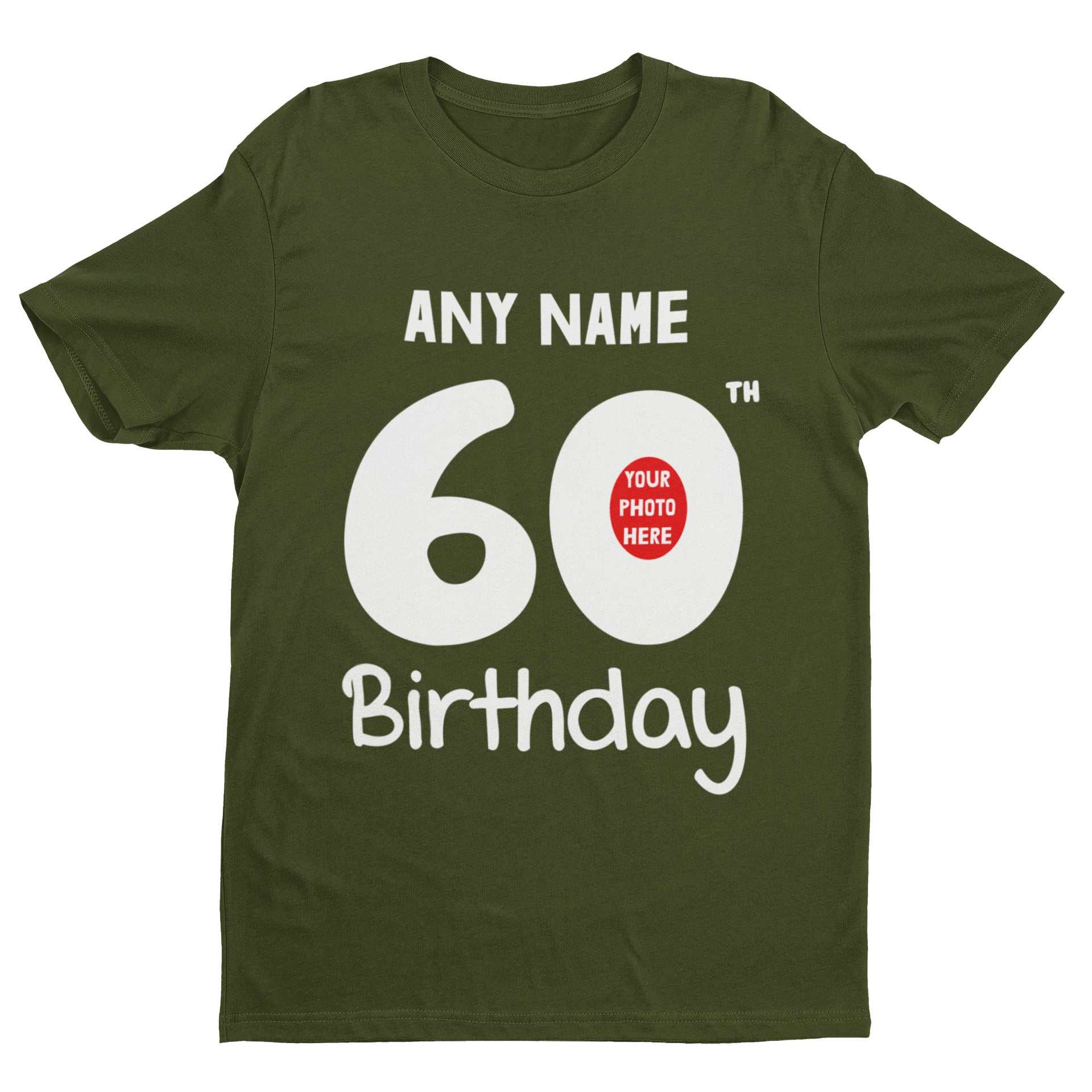 Personalised 60th Birthday T-Shirt Custom Name & Photo Gift For Party T-Shirt