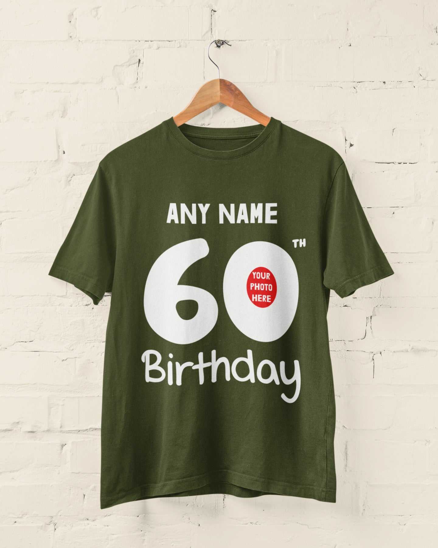 Personalised 60th Birthday T-Shirt Custom Name & Photo Gift For Party T-Shirt