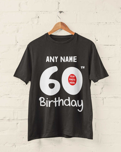 Personalised 60th Birthday T-Shirt Custom Name & Photo Gift For Party T-Shirt