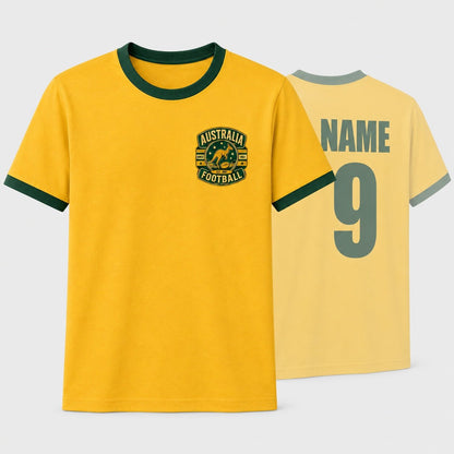 Personalised Australia Country Ringer T-Shirt – Custom Name & Number Back Print