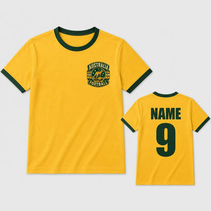 Personalised Australia Country Ringer T-Shirt – Custom Name & Number Back Print