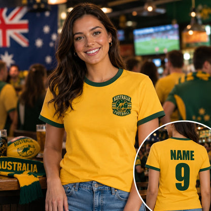 Personalised Australia Country Ringer T-Shirt – Custom Name & Number Back Print