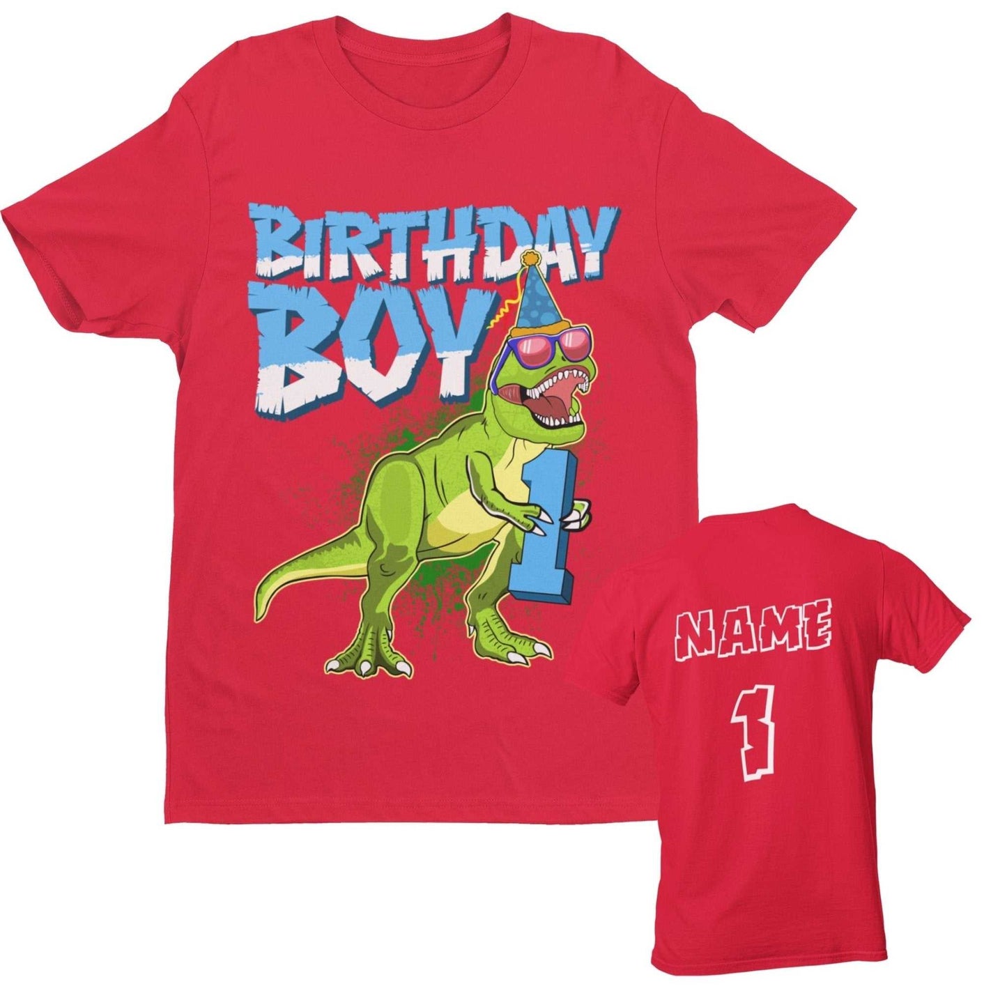Personalised Baby Boys Cute 1st Birthday Dinosaur T-Shirt Name / Age On Back T-Shirt Gift