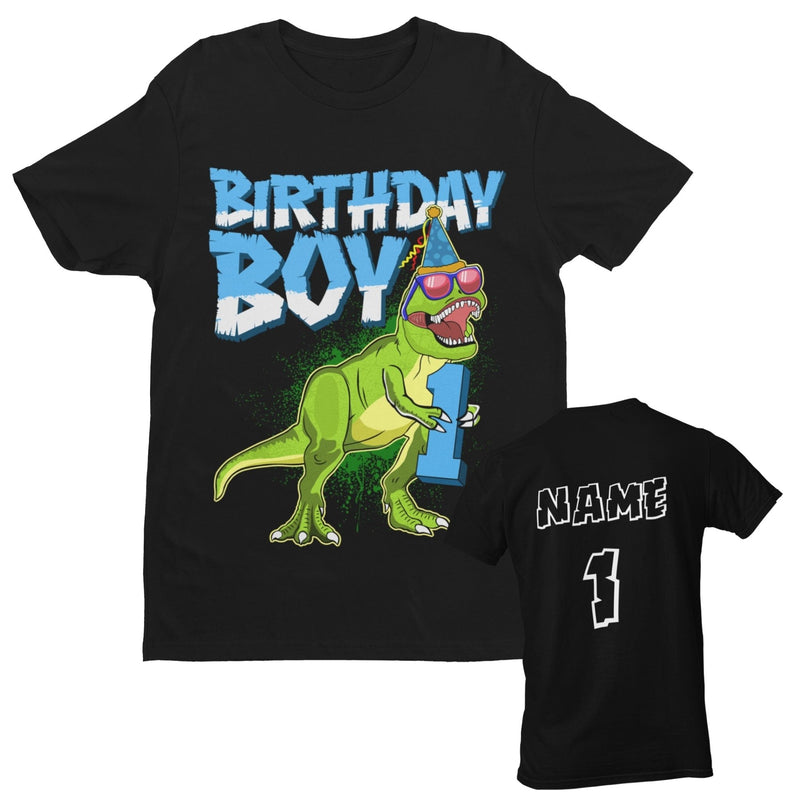 PERSONALISED Baby Boys Cute 1st Birthday Dinosaur T Shirt Name / Age On Back - Galaxy Tees