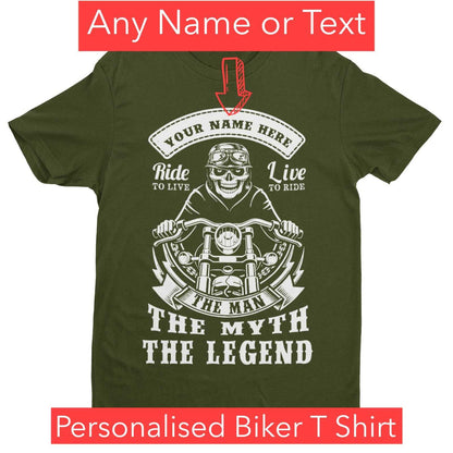Personalised BIKER T-Shirt YOUR NAME TEXT The Man The Myth The Legend Gift T-Shirt