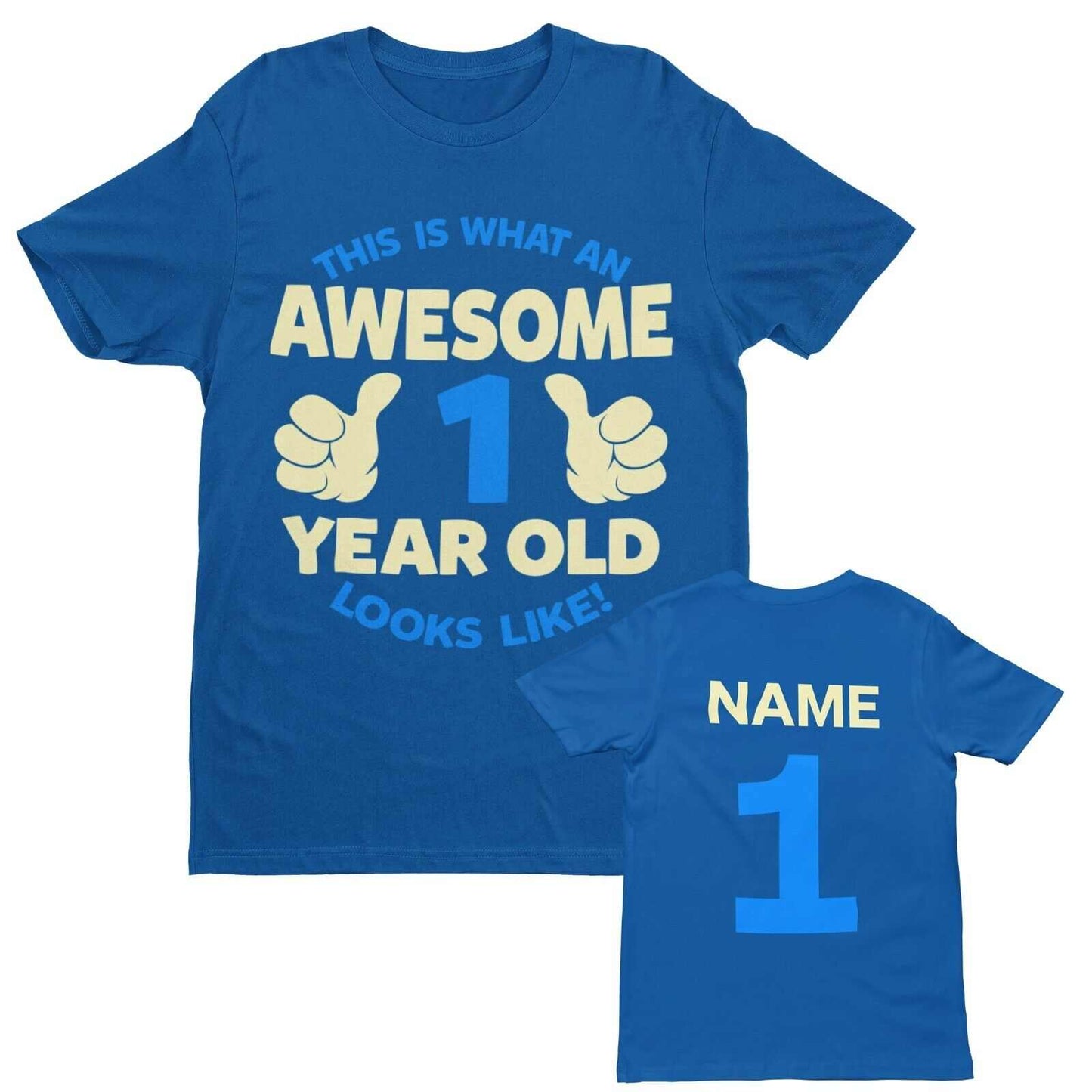 Personalised Boys 1st Birthday T-Shirt Awesome 1 Year Old NAME AND AGE ON BACK T-Shirt Gift