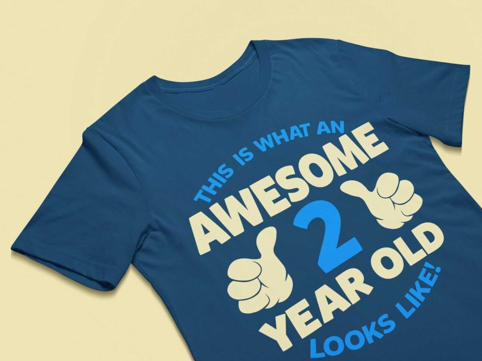 Personalised Boys 2nd Birthday T-Shirt Awesome 2 Year Old NAME AND AGE ON BACK T-Shirt Gift