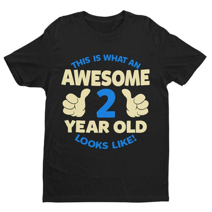 Personalised Boys 2nd Birthday T-Shirt Awesome 2 Year Old NAME AND AGE ON BACK T-Shirt Gift