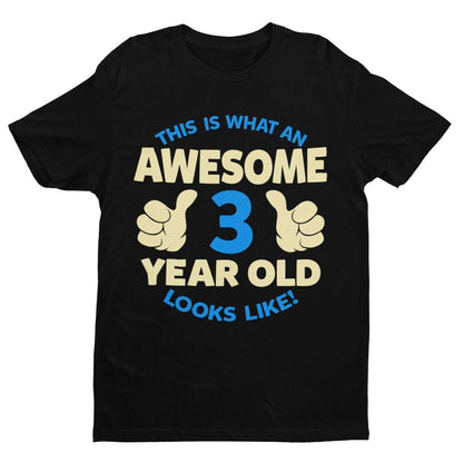Personalised Boys 3rd Birthday T-Shirt Awesome 3 Year Old NAME AND AGE ON BACK T-Shirt Gift