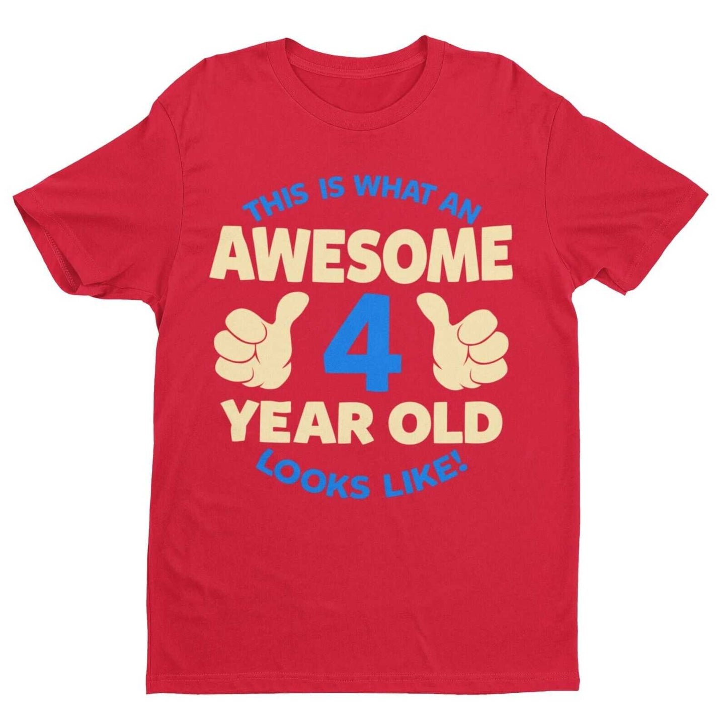 Personalised Boys 4th Birthday T-Shirt Awesome 4 Year Old NAME AND AGE ON BACK T-Shirt Gift