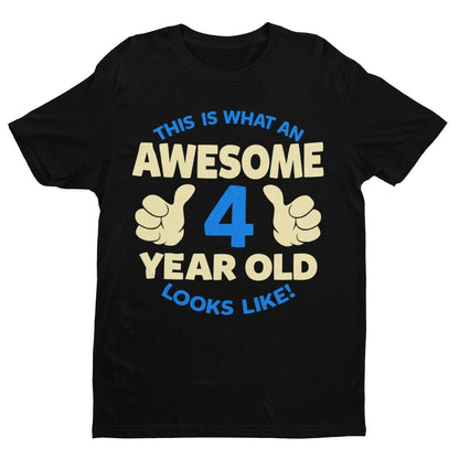 Personalised Boys 4th Birthday T-Shirt Awesome 4 Year Old NAME AND AGE ON BACK T-Shirt Gift