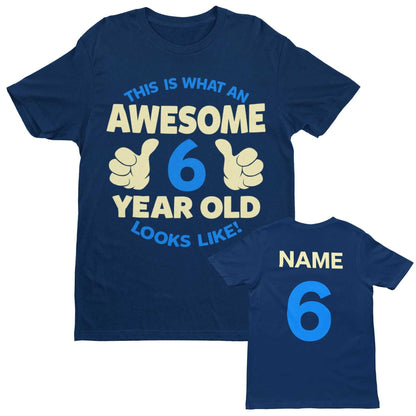 Personalised Boys 6th Birthday T-Shirt Awesome 6 Year Old NAME AND AGE ON BACK T-Shirt Gift