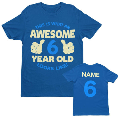 Personalised Boys 6th Birthday T-Shirt Awesome 6 Year Old NAME AND AGE ON BACK T-Shirt Gift