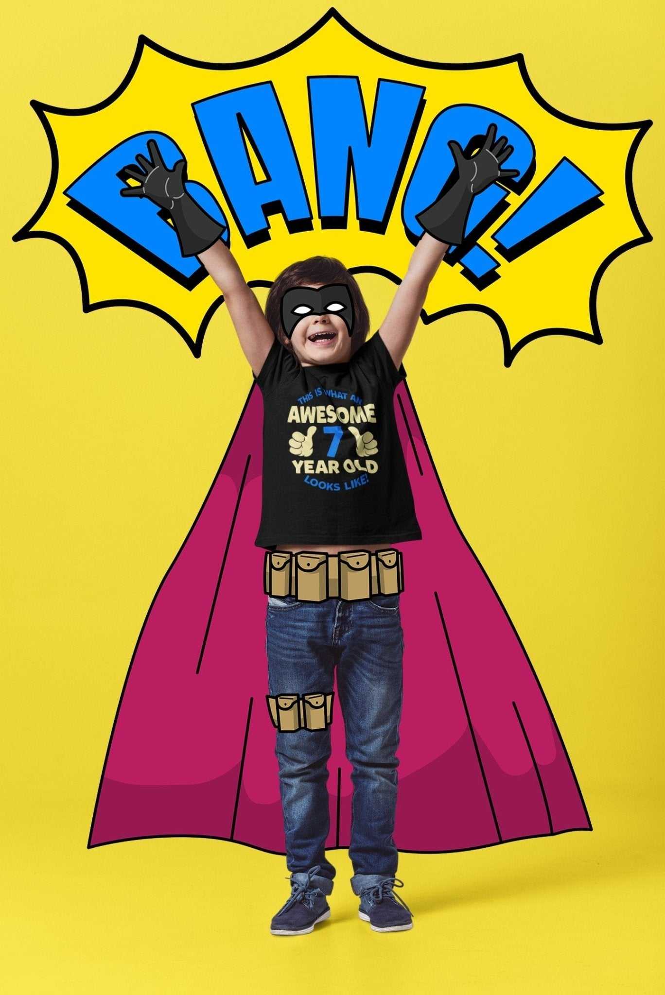 Personalised Boys 7th Birthday T-Shirt Awesome 7 Year Old NAME AND AGE ON BACK T-Shirt Gift